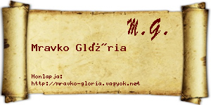 Mravko Glória névjegykártya